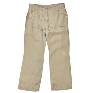 INC Linen Pants Womens‎ Size 6 Petite Tan Lightweight Drawstring Straight Leg